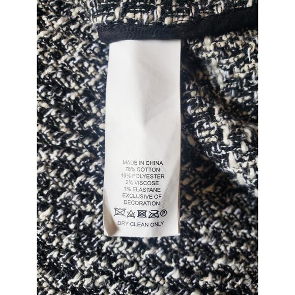 Kate Spade Scalloped Open-front Tweed Jacket Black/White - Picture 9 of 10